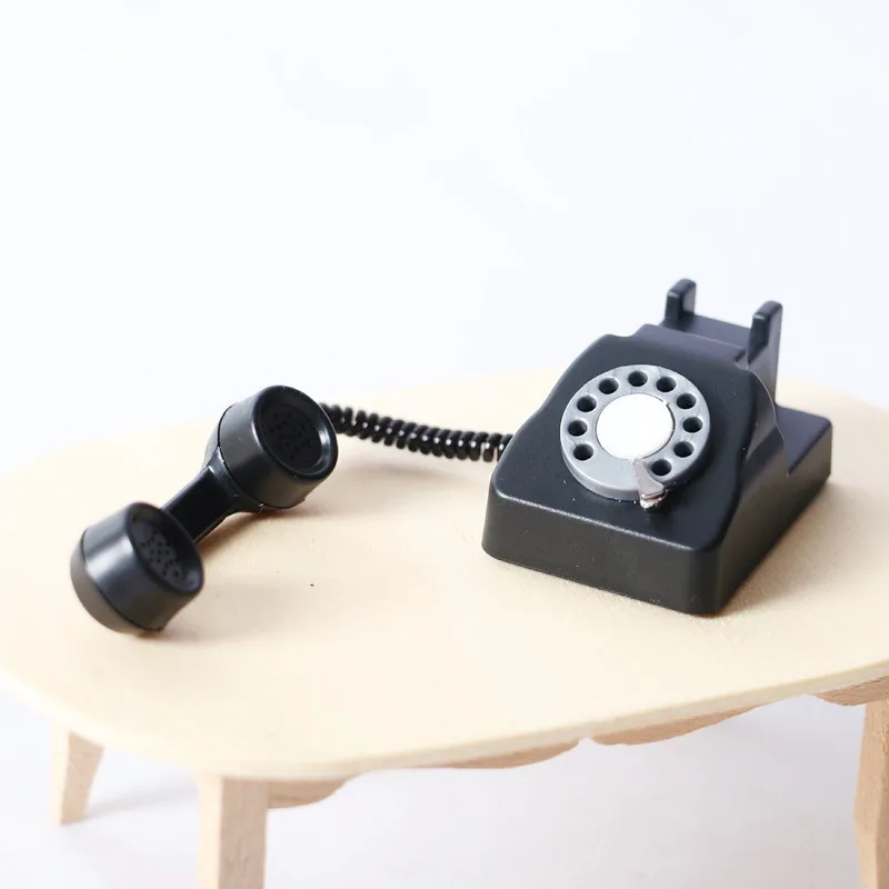1:12 Nostalgic Mini Telephone Dollhouse Miniature Model Scene Simulation Ornaments Props