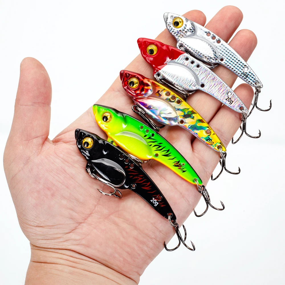 5 Stück Bunte VIB-Köder Metall-Jig Sinkender Köder 3,5g/5g/7g/10g/14g/17g Spinner Spoon Swimbait Salzwasser mit 3D-Augen Dreifachhaken – Detail 1