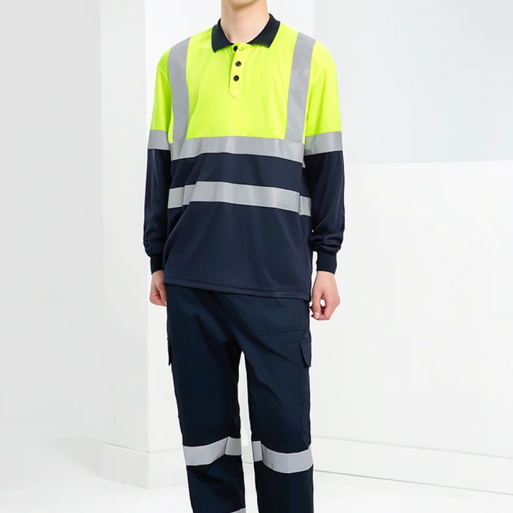 For For Lingxing Reflective Safety Polo Shirt Long Sleeve High Visibility Apparel For Outdoor Construction Work Uniform