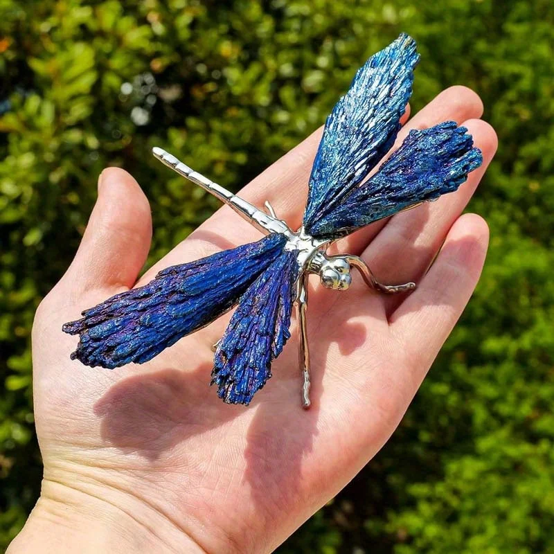 

Electroplated Blue Tourmaline Dragonfly Decoration Series Natural Decoration Dragonfly Statue Women's Gift