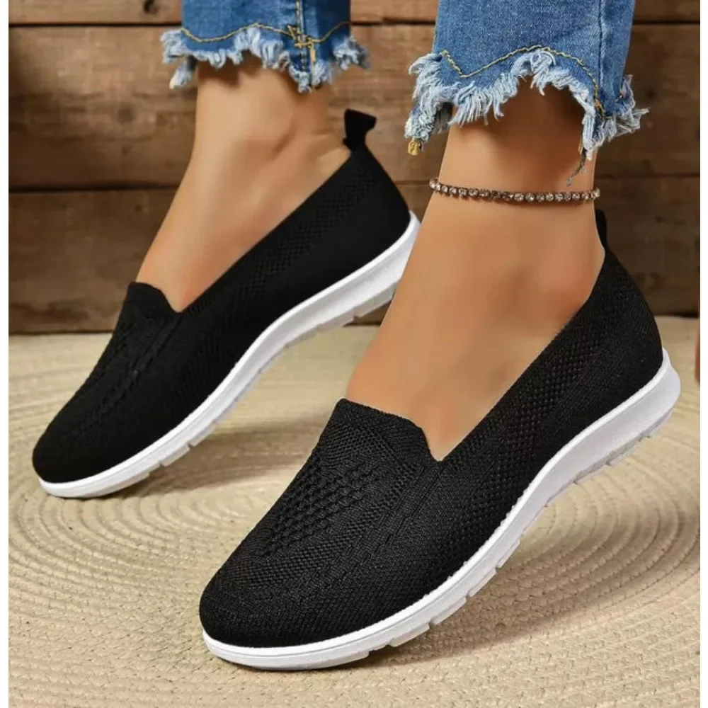 Causal Sneakers ​Women Breathable Chunky Sole Flat Shoes Old Beijing Cloth Shoes Soft Sole Mid To Old Age Mom Flat Single Shoe