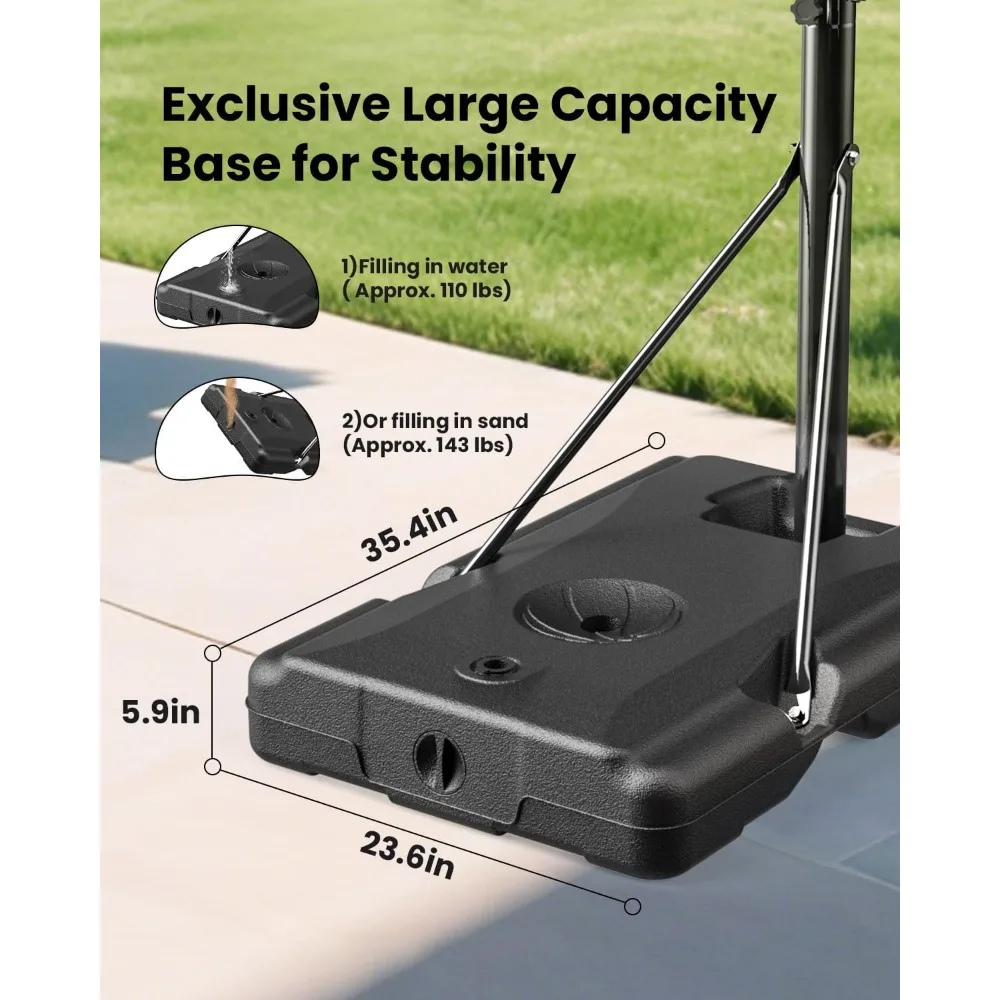 Portería de baloncesto ajustable para exteriores de 10 pies con tablero inastillable de 44 pulgadas y funciones de ajuste de altura