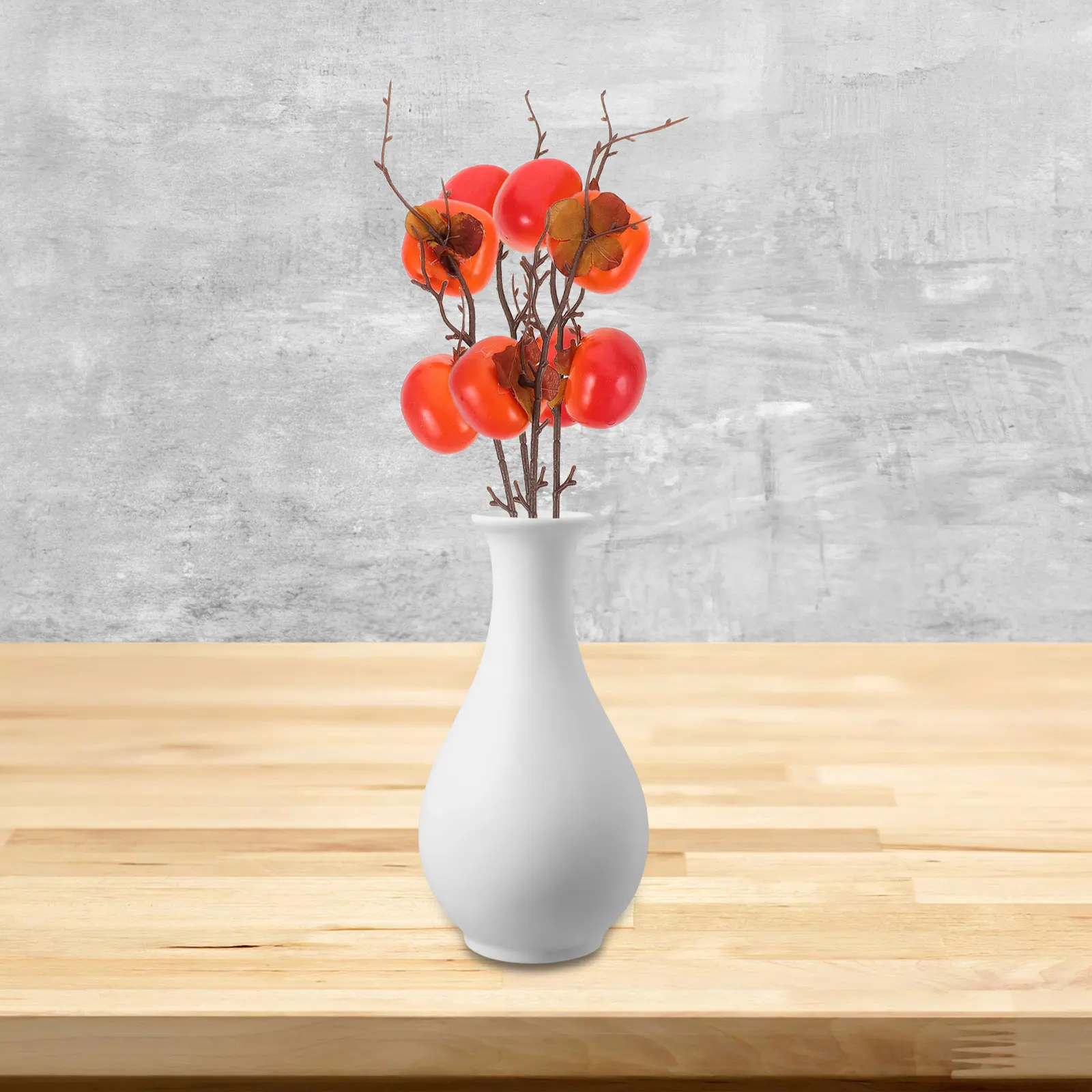 

4pcs Realistic Simulated Persimmon Artificial Fruit Branches Holiday Home Office Decoration Fall Leaf Stems Faux Berry Tree