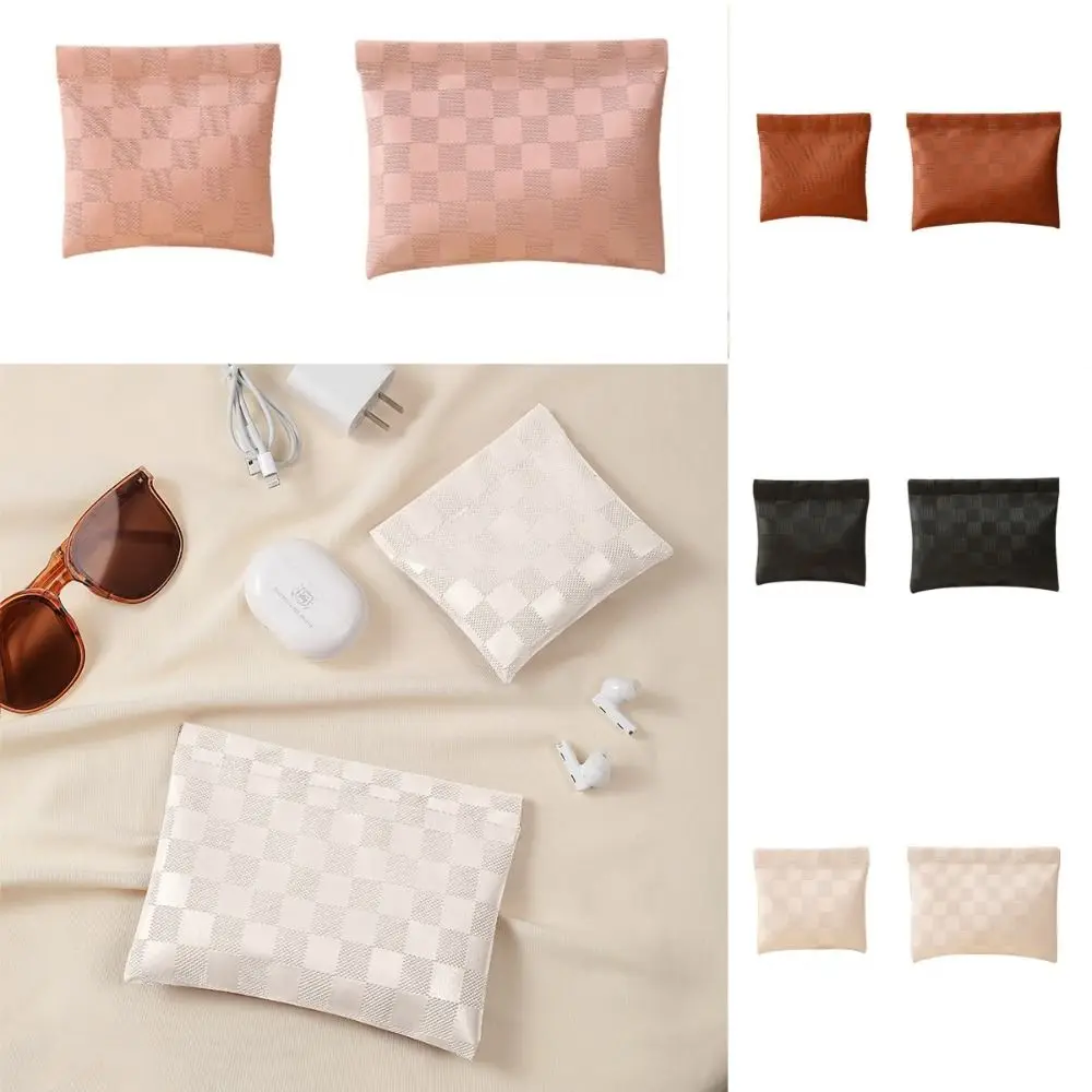 

Casual PU Chessboard Grid Coin Purse Chessboard Grid Self-closing Leaf Spring Bag Women Change Storage Bag Outdoor