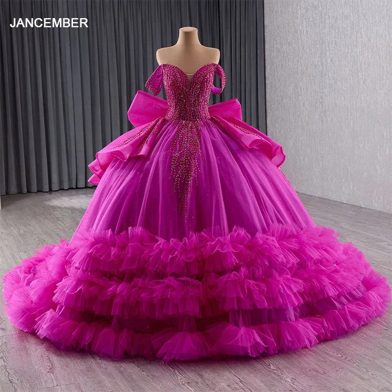 Beautiful Pink Wedding Dresses Ball Gown for Quinceanera Prom Party Customized Beaded Evening Dress Bridal vestido de 15 años