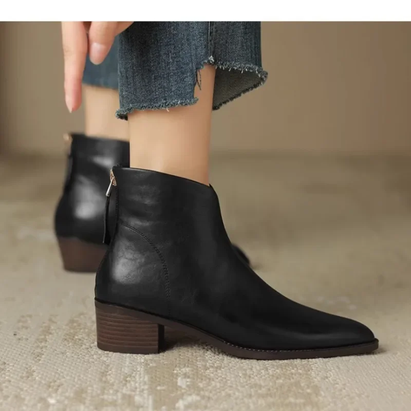 Women Ankle Boots Winter Low Heels Round Size 40 Casual Shoes Pu Leather Female Low Boots Free Shipping Chelsea Boots