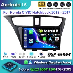 Android 15 For Honda CIVIC Hatchback 2012 2013 2014 2015 -2017 Car Stereo Radio Multimedia Video Player Navigation GPS Head Unit