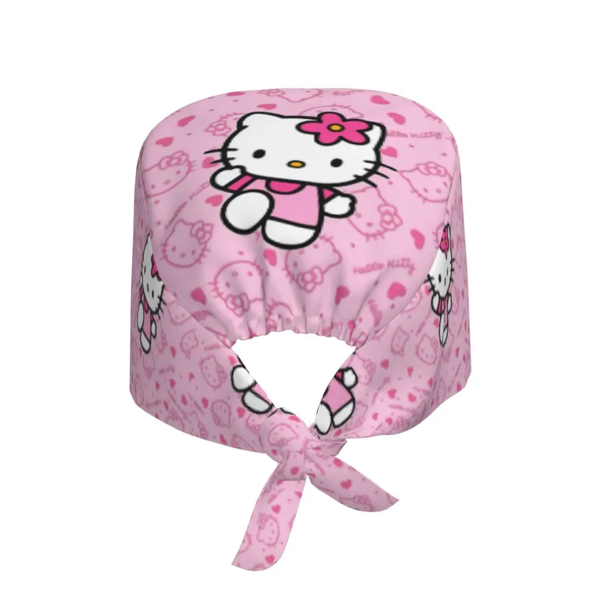 Custom Girls Kitten Cleaning Working Cap Comfortable Men Women Pink Kawaii Cartoon Scrub Cap Surgicals Hat Nurse Scrubs