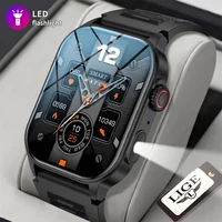 LIGE nuevo reloj inteligente para hombres linterna 2,01 ""HD pantalla grande AI voz Bluetooth llamada relojes deportivos Monitor de salud reloj inteligente para mujeres