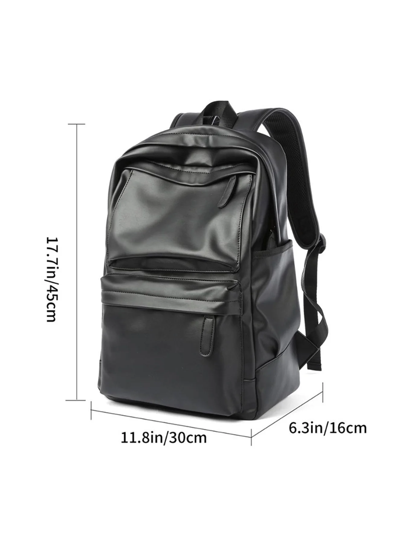 Men\'s Fashion Backpack PU Leather Waterproof Casual Travel Bag for 14-Inch Laptop