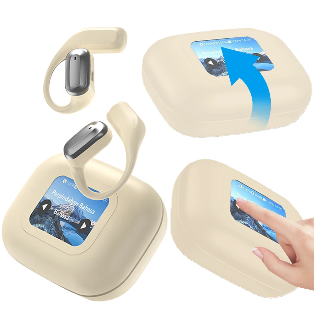 Intelligent Touch Screen Bluetooth-Compatible OWS Headphone IPX5 Waterproof Xp2 Earbuds LCD Colour Screen for Workout Sports