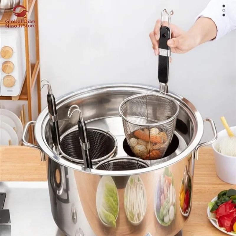 Stainless Steel Colander Set, Large Spoon for Malatang, Strainer Skimmer, Commercial Noodle Cooker, Perforated Skimmer