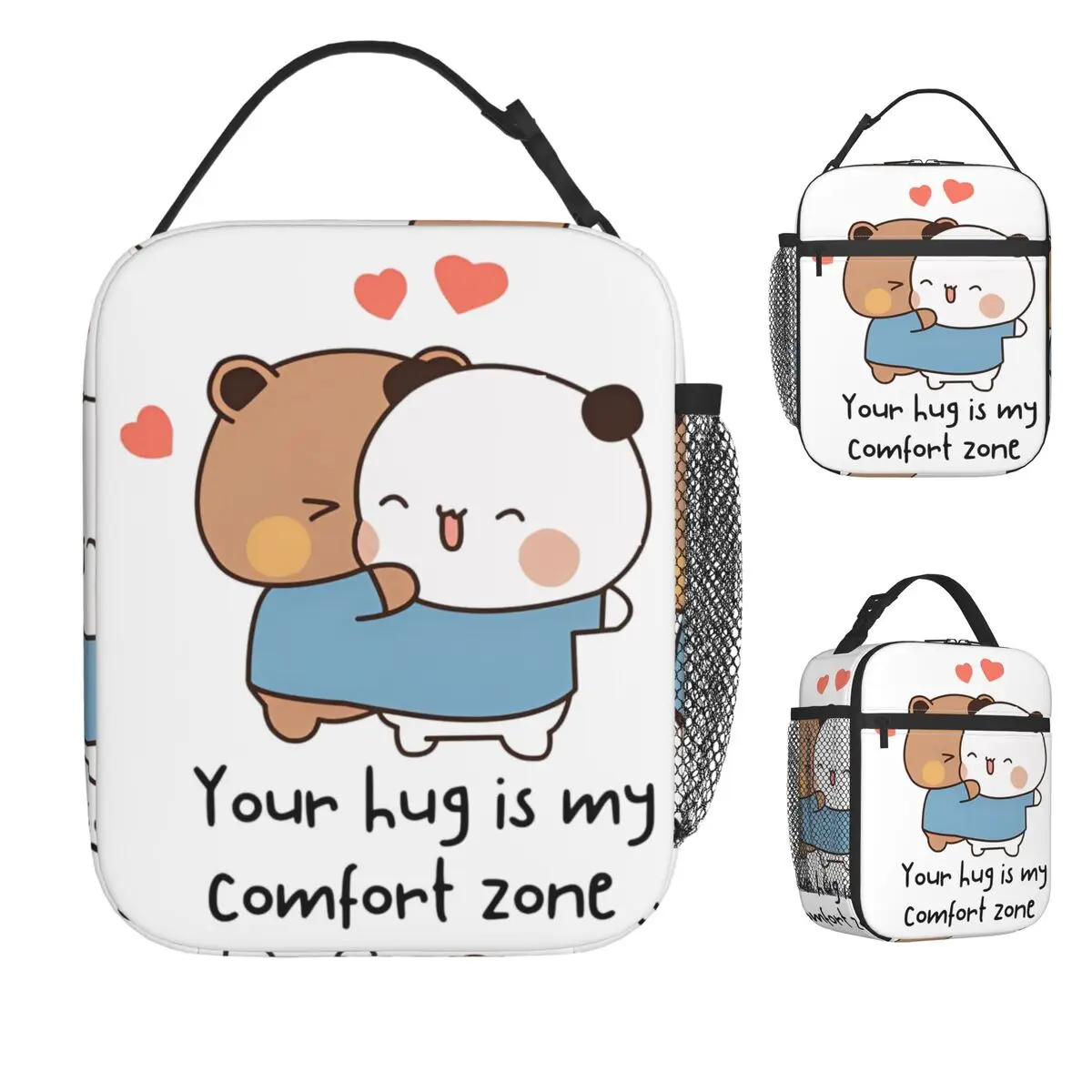 مريح عناق Bubu و Dudu الدب والباندا حقيبة الغداء المحمولة معزول علب الاغذية حقيبة للحفاظ على البرودة الحرارية حمل حقائب اليد #1