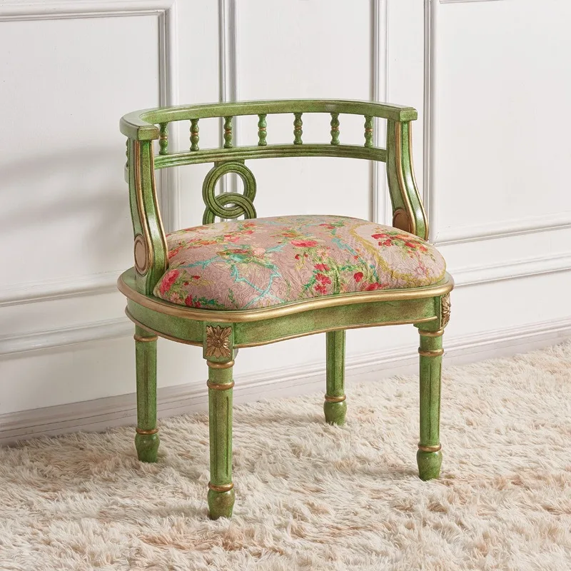 Supreme beauty single sofa chair French green solid wood balcony chair armchair embroidery seat cushion leisure chair living roo