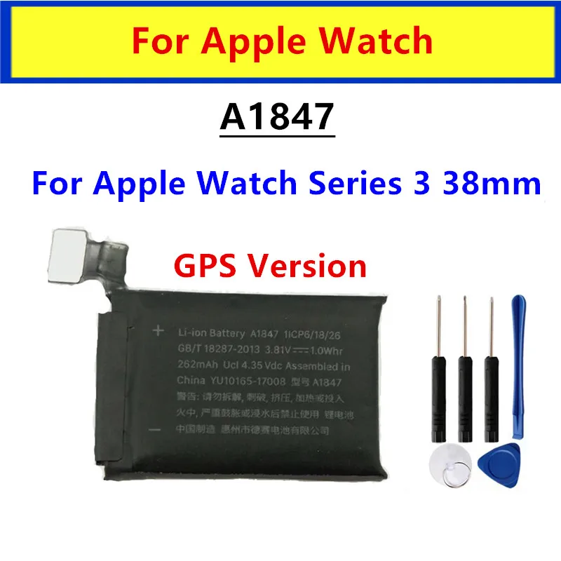 Battery A1847 A1875 A1848 A1850 For Apple Watch Series 3 GPS / LTE 38mm 42mm High Quality Watch Batteries + Free Tools