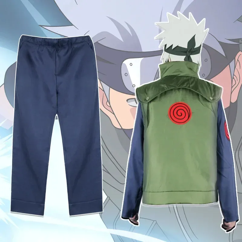 Anime Hatake Kakashi Sixth Hokage Cosplay Costume Ninja Uniform Suit Man Vest Top Pants Suit Halloween Costume