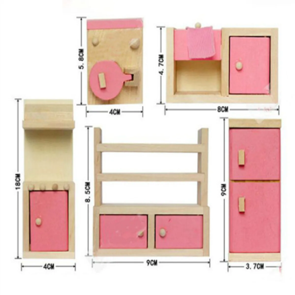 DIY Wooden Miniature Furniture Set Sturdy Durable Use Exquisite Workmanship Mini House Bedroom Decor Kids Gift