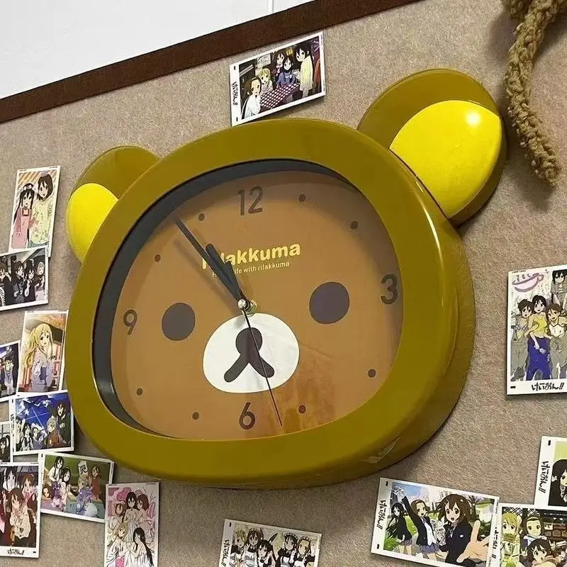 

Rilakkuma Cute Cartoon Silent Wall Clock Decorative Timepiece For Children'S Bedroom Living Room Wall Art Hanging Clock Gifts