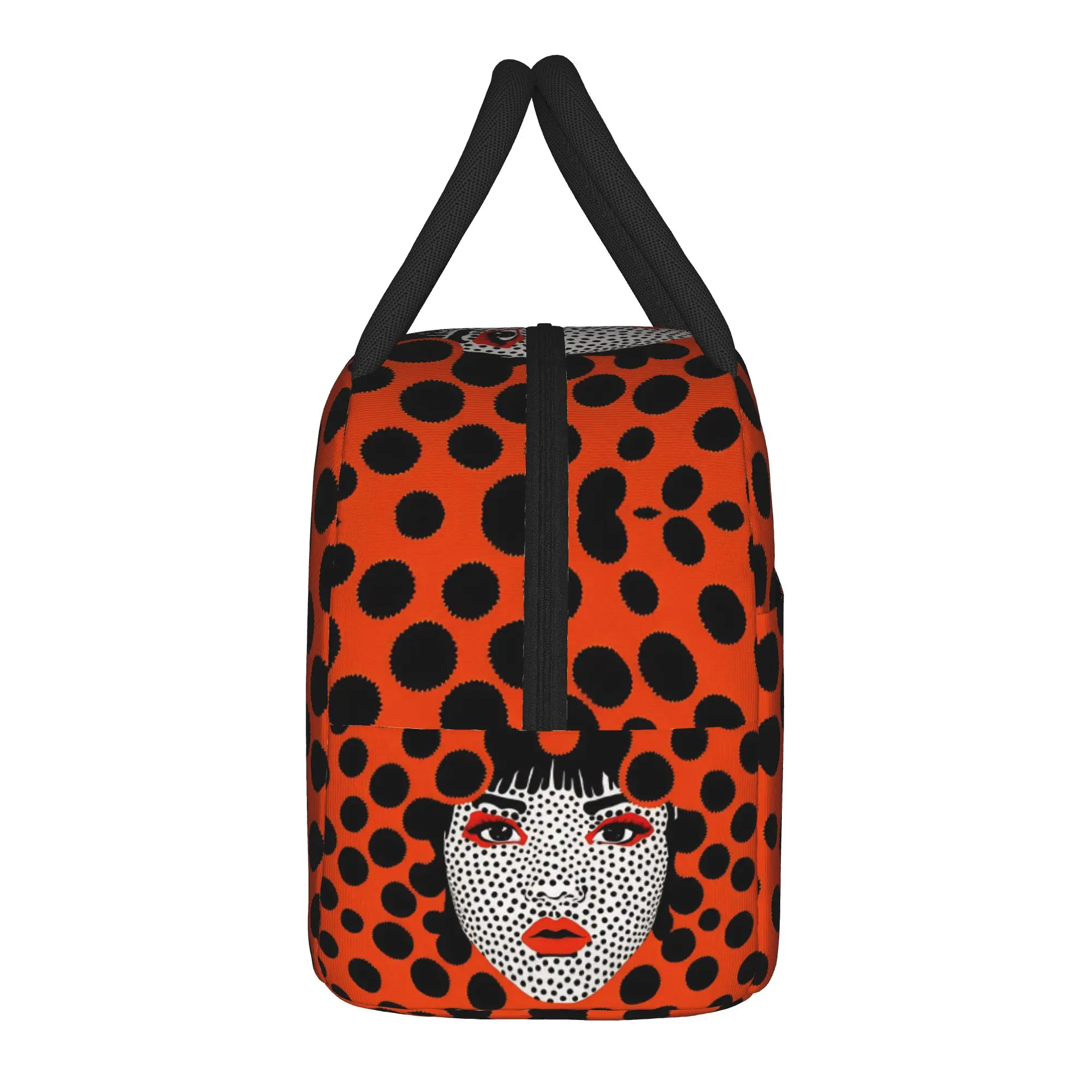 Yayoi Kusama Abstract Face Lunch Bag Japanese Artist Portable Lunch Box Men Travel Cooler Bag Oxford Thermal Tote Handbags