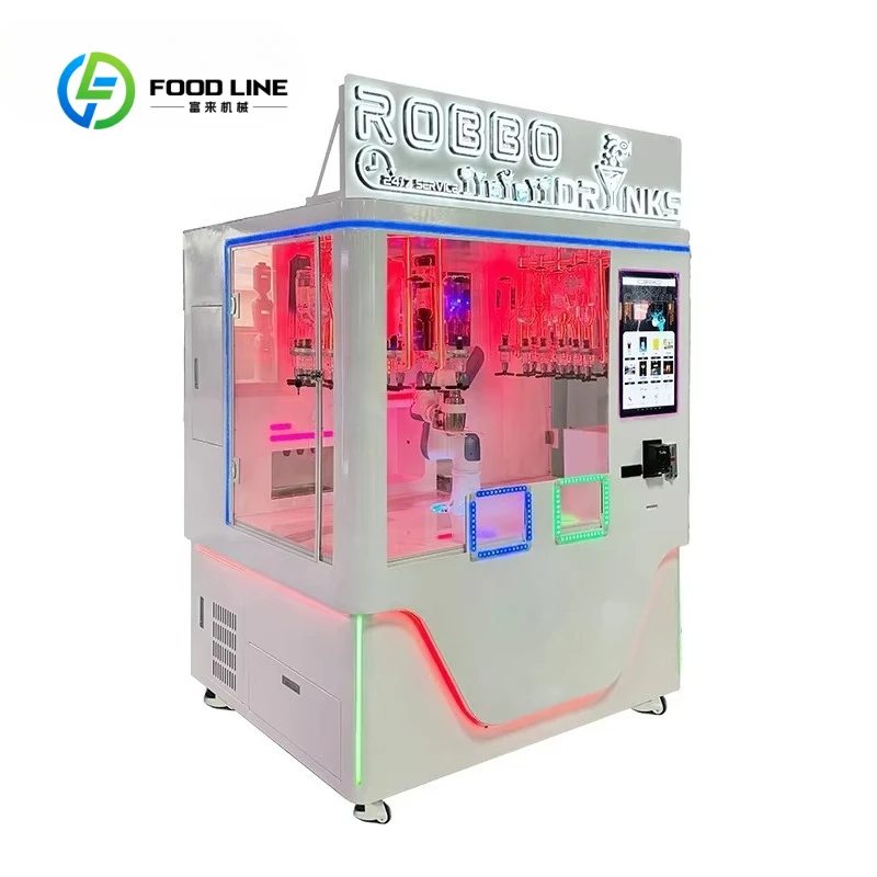 Customized Color Neon Light Robot Cocktail Vending Machine, Unattended Touchscreen Bartender Mixer Automatic Beverage Service