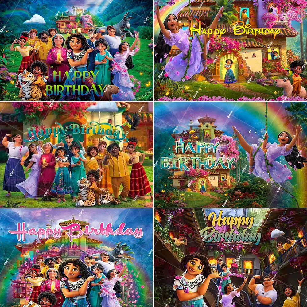 

Encanto Isabella Princess Girls Birthday Party Magic Whole House Baby Shower Photography Backdrop Banner Wedding Home Decor