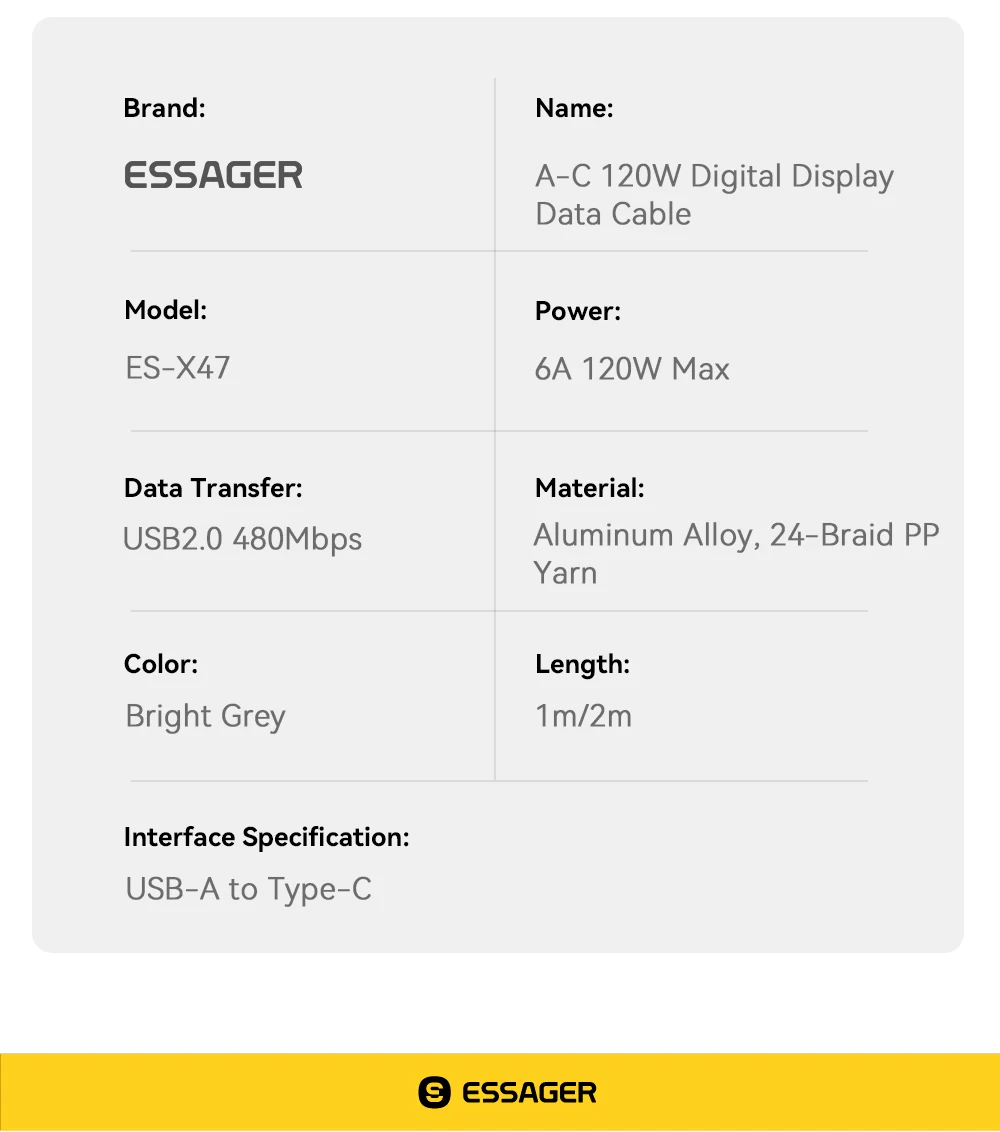 Essager 120W USB Typ C Kabel Schnellladekabel USB C Ladekabel für iPhone 15 14 13 12 Huawei mit LED-Digitalanzeige – Detail 16