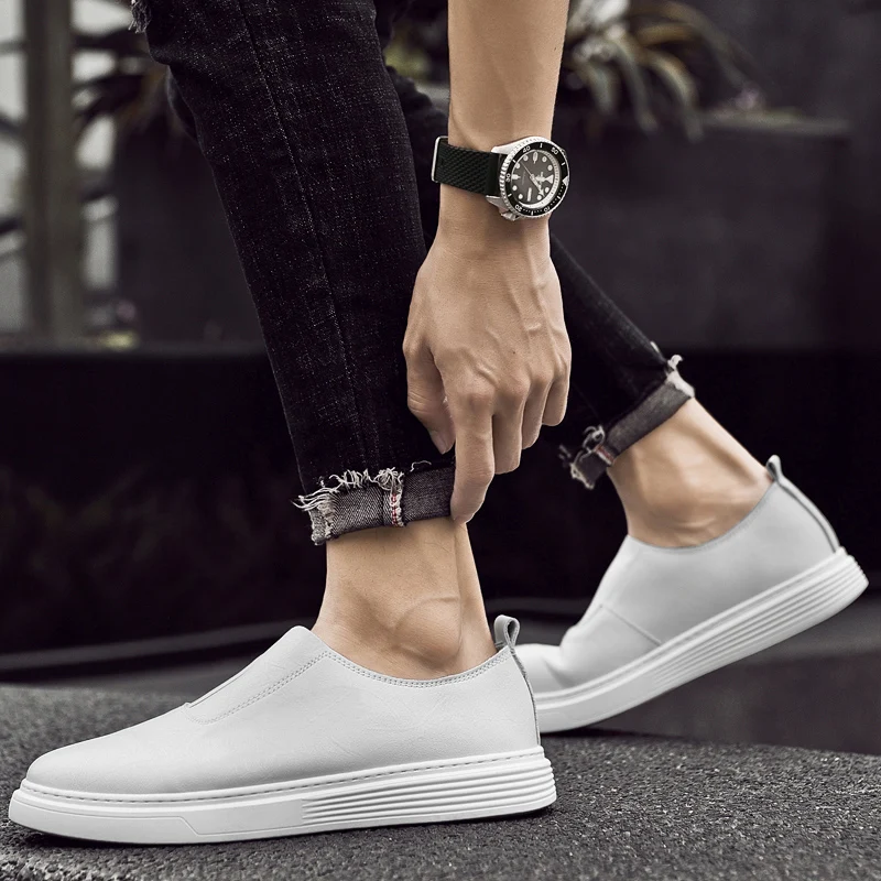 

Luxury Brand Men Flats Casual Genuine Leather Shoes Business Men Loafers Formal Office Moccasins Slip on Soft Sole Driving Shoes