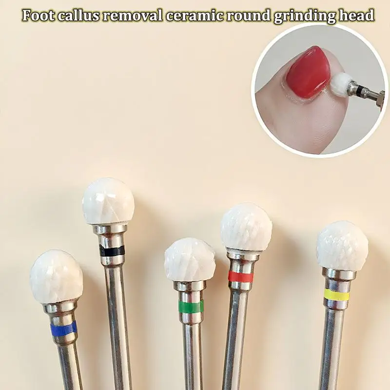 Brocas de cerâmica para unhas, formato esférico, remoção rápida de cutícula, cabeça de esmalte, acessórios para máquina de polimento elétrica