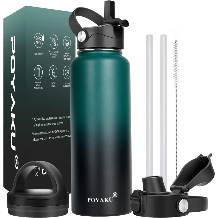 

Vacuum Insulated Stainless Steel Water Bottle with Wide Mouth 32oz 40oz 64oz 128oz Capacity Leak Proof Design with Straw Lid Sp