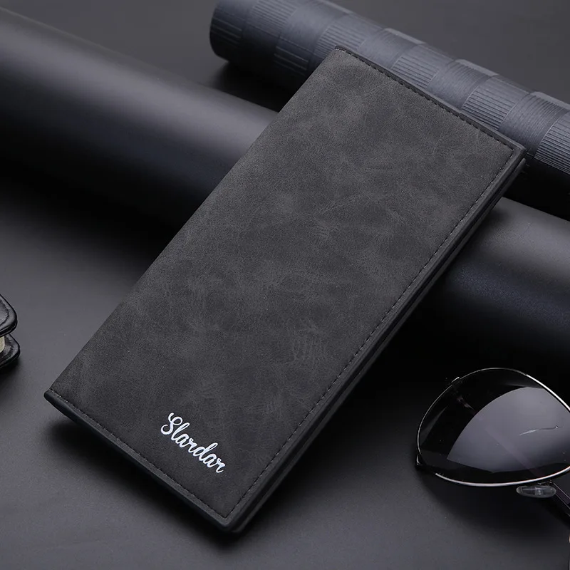 محفظة جلدية كلاسيكية طويلة عصرية للطلاب، حقيبة بطاقات المحفظة، محفظة شبابية رفيعة مخصصة جديدة