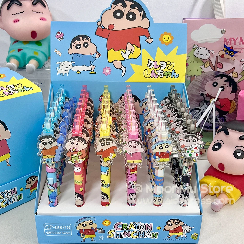 6Pcs Kawaii Crayon Shin-Chan Gel Pens Set Cute 0. 5mm Black Pen Cartoon School Student Stationery Supplies Gift