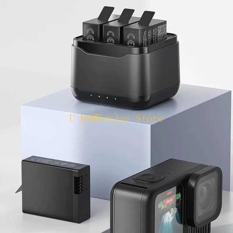 B0KF Battery Charging Dock Power Solution for 13 Black 3-slot Battery Charging Station with Rapid Performances
