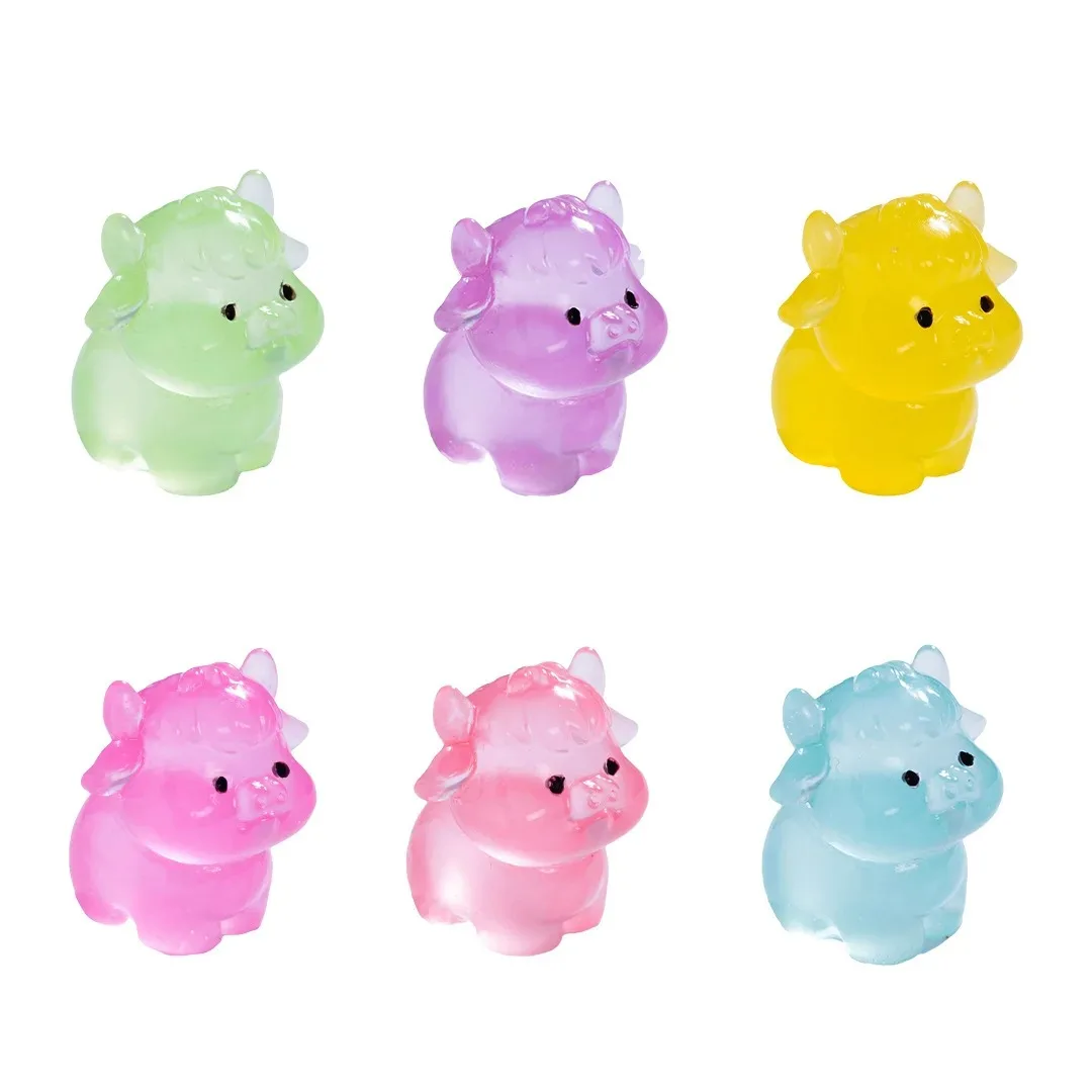 6 قطعة مضيئة صغيرة الياك صغيرة الراتنج الماشية ليتل ياك التماثيل السائبة لدمية زخرفة مايكرو حديقة Crafts بها بنفسك الحرف ديكور