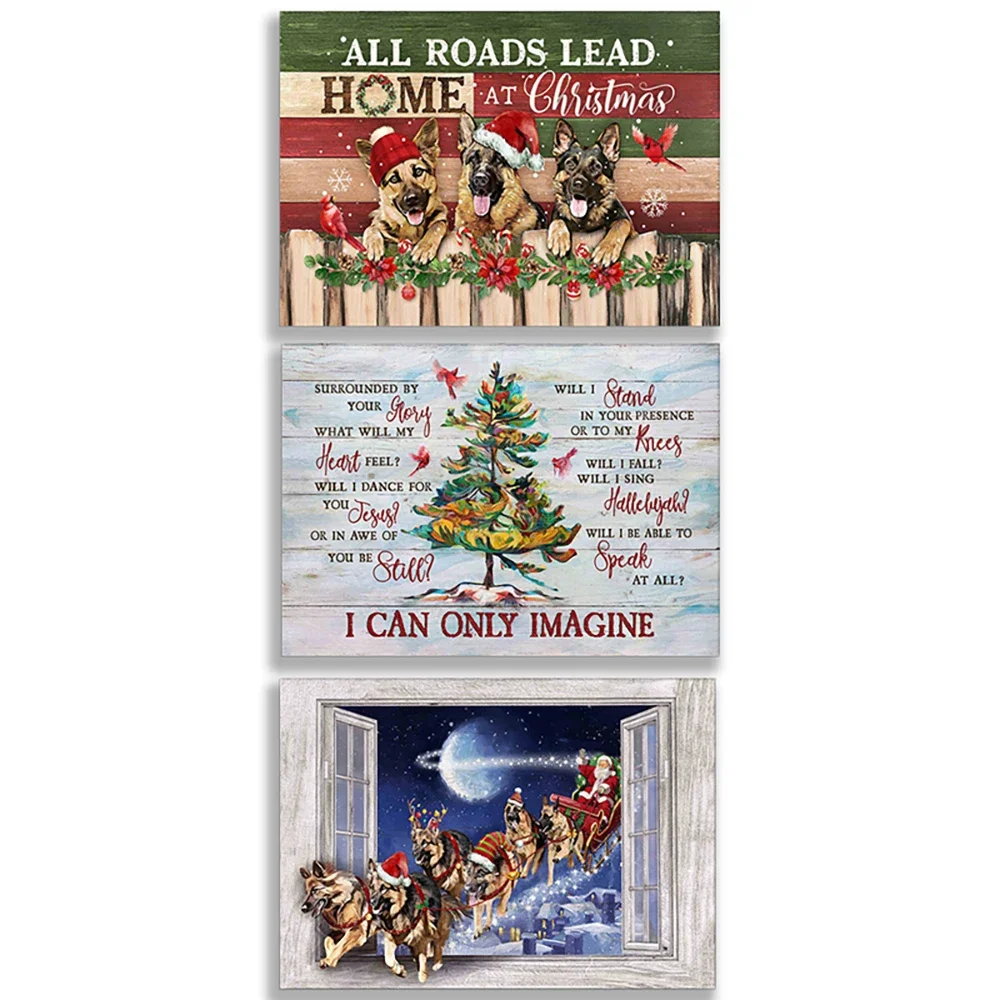God Is Great God Is Good Canvas, All Roads Lead You Home At Christmas Canvas, German Shepherd Christmas Poster, Santa Claus