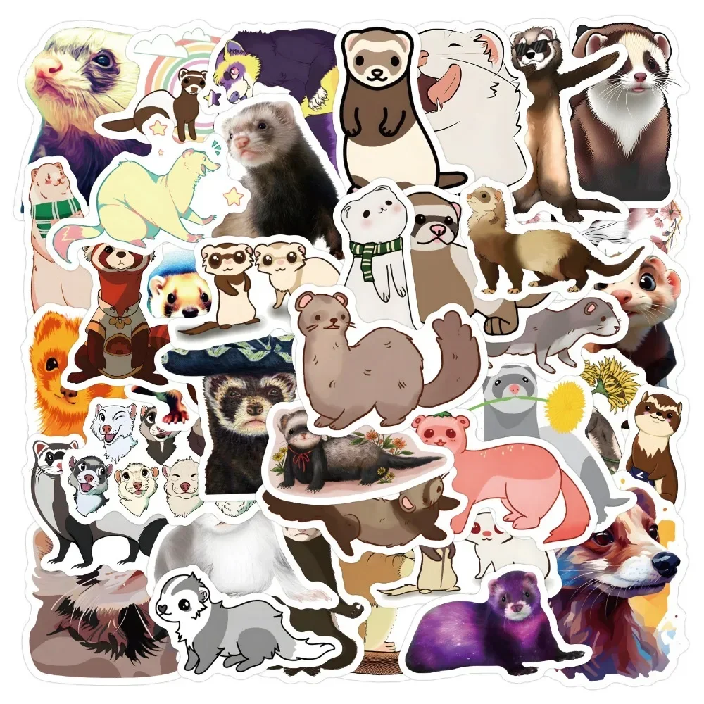 55Pcs Cartoon Cute Animal Ferrets Stickers Decals Kids Toy DIY Decoration Laptop Suitcase Phone Case Bike Wall Cute Sticker