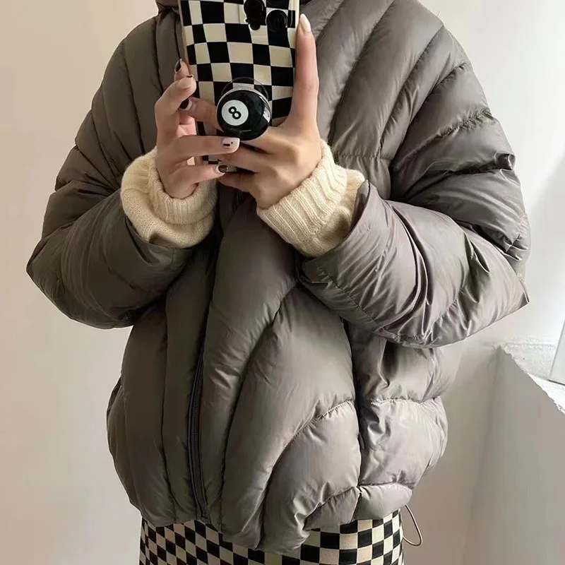Schinteon Vrouwen Koreaanse Stijl 90% Witte Eend Donsjack Met Kap 2024 Herfst Winter Warm Luxuriou Uitloper Losse Casual Jas Nieuwe