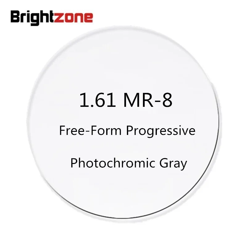 1.61 MR-8 Free-Form Progressive Photochromic Gray No-line AR Diopter Prescription Glasses Lenses Lentes Optical Progressiva Lens