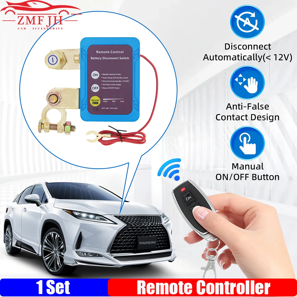 

Wireless Dual Remote Car Battery Disconnect Relay Master Kill Cut-Off Switch 12V 240A Car Nterior Replacement Relay Parts custom