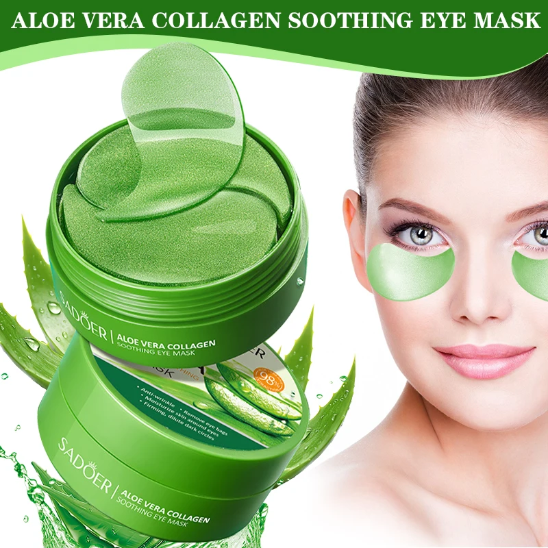 

60pcs=30Pairs Aloe Vera Collagen Eye Mask Firming Moisturizing Nourishing Eye Patches Anti Dark Circles Eyes Bags Skincare