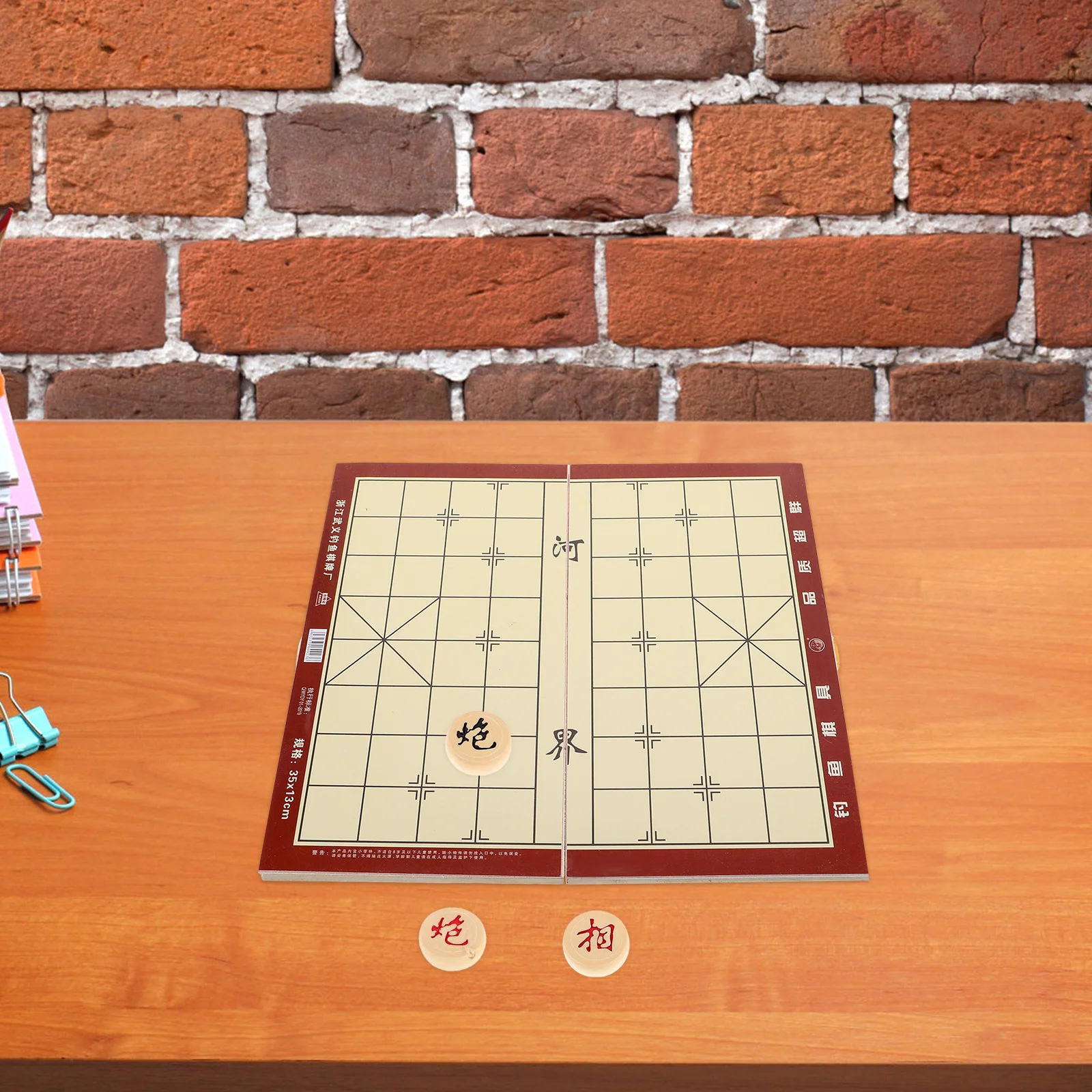 Wooden Chinese Chess Set Foldable Board Portable Travel Storage Xiangqi Traditional Game Chinese Checker Chess Set with Storage