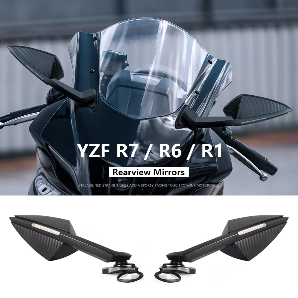 

Motorcycle For Yamaha YZFR7 YZF-R7 21-25 YZF R6 17-20 YZFR1 R1 15-19 Rearview Mirrors Rear View Mirror Turn Signal Light YZF R7