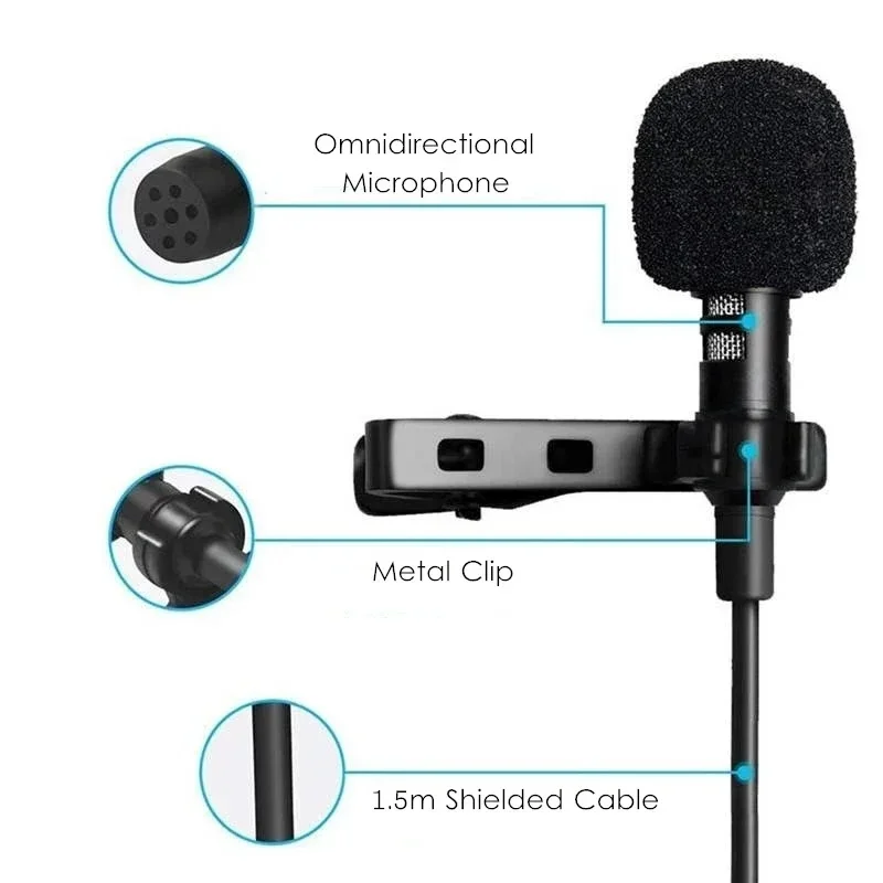 1-4pcs Portable USB Mini Lavalier Microphone 3.5mm/Type-C Metal Clip Lapel Mic Condenser Microphone For PC Laptop Mobile Phone view 3