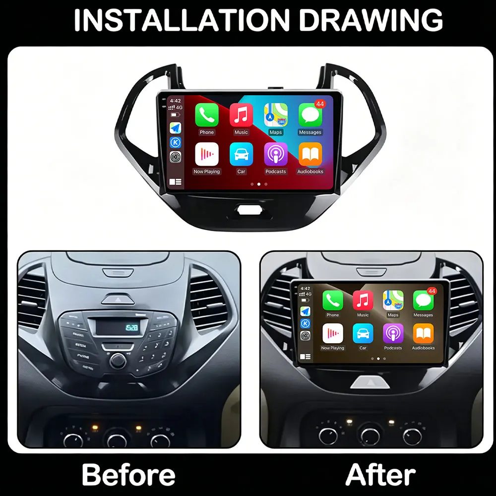 For Ford Figo KA 2015 -2020 Car Auto Radio Speler GPS Navigation Carplay Bluetooth Multimedia Stereo Screen