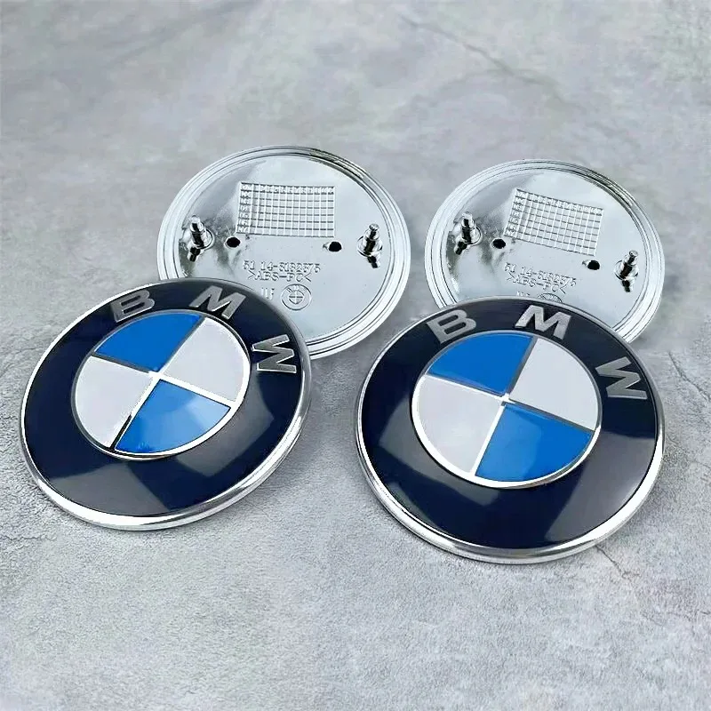 

Modificación de coche, 2 piezas, emblema de carbono de 74/82 mm para capó delantero y maletero trasero para BMW E30 E38 E46 E93