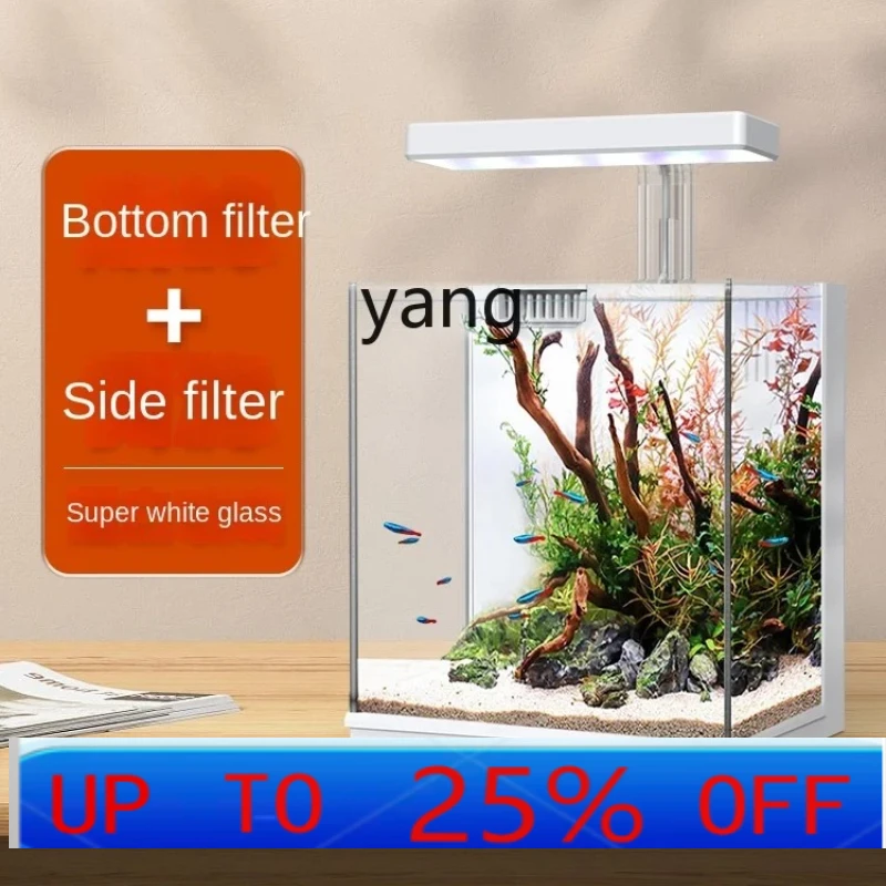 

LTT Small Living Room Ecological Super White Glass Mini Desktop Betta Tank Home Aquarium