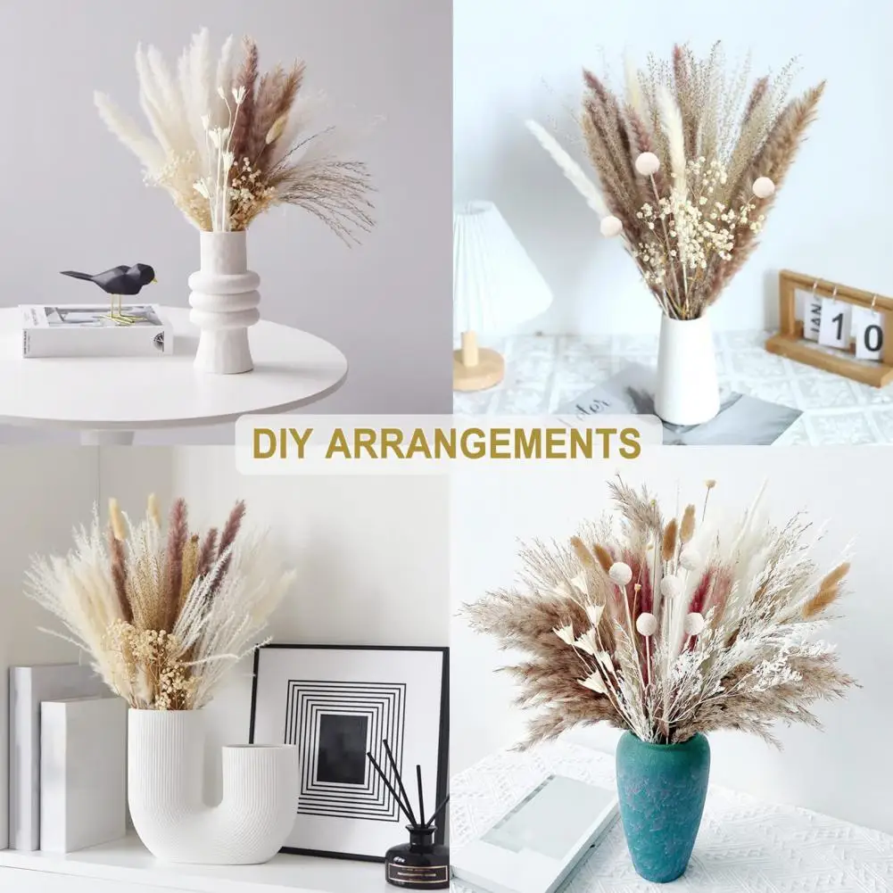 1 Bunch Dry Reed Grass No Watering Non-Withered Easy Care Natural Dried Plant Bouquet DIY Wedding Boho Flower Home Decor