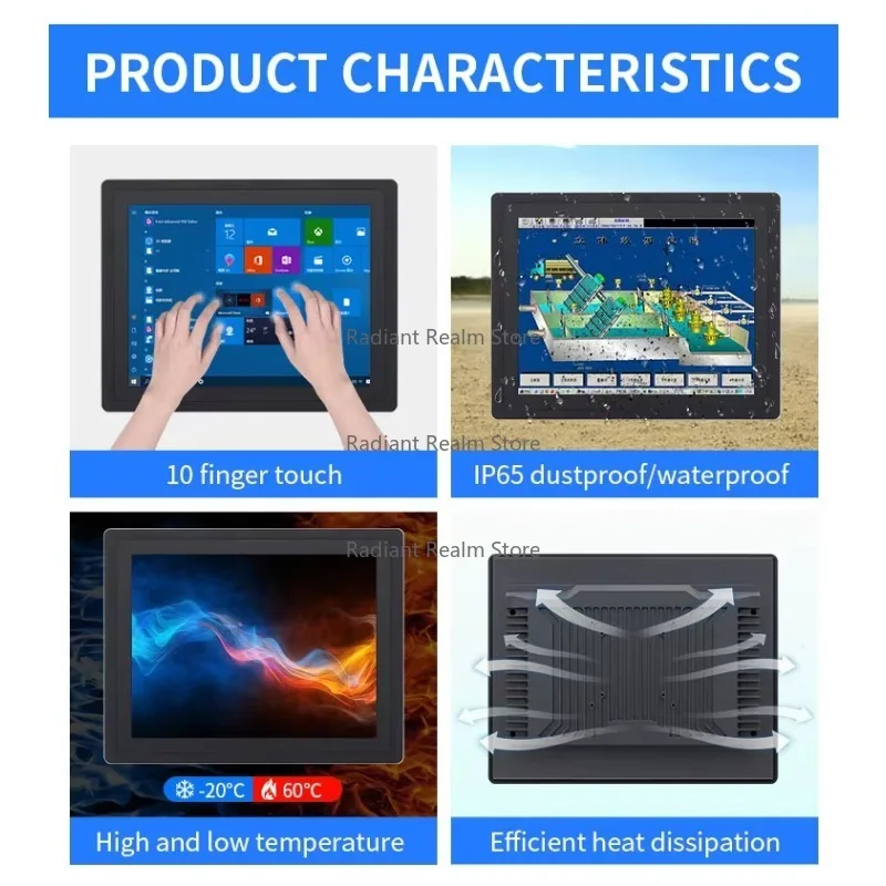J1900 15 Inch Industrial Touch Screen Panel Pc IP65 Cut-out Embedded Waterproof USB LAN RS232 HD Display Touch Screen Panel PC