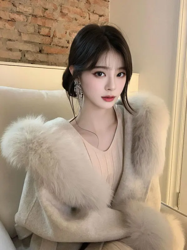 

Elegant Mid-Length Woolen Coat Gentle Style Unique Beautiful Spring Fashion Outerwear for Women Korean Version Loose Fit