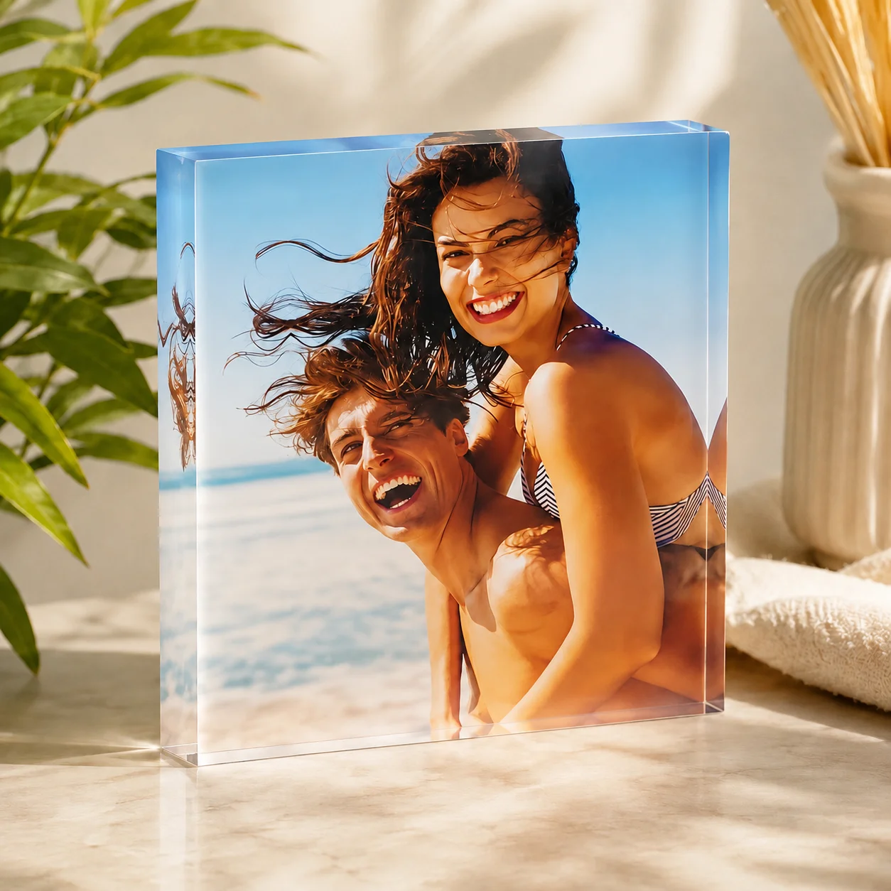 1PC Custom Acrylic Photo Block Personalized Picture Display for Couple Family Wedding Anniversary Birthday Home Desk Decor