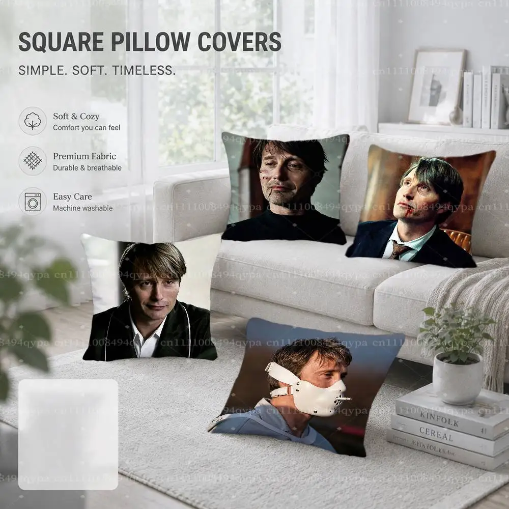 H-Hannibal Lecter Mads Throw Pillow Case Pillowcase Cover Living Room Couch Cushion Case Home Decor